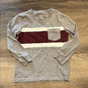 Carter's Gray and Burgundy Striped Long Sleeve Tee Sz 4T